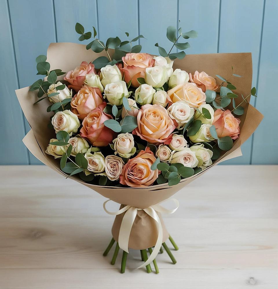 Букет цветов из: Альстромерии и Розы в Нелидово