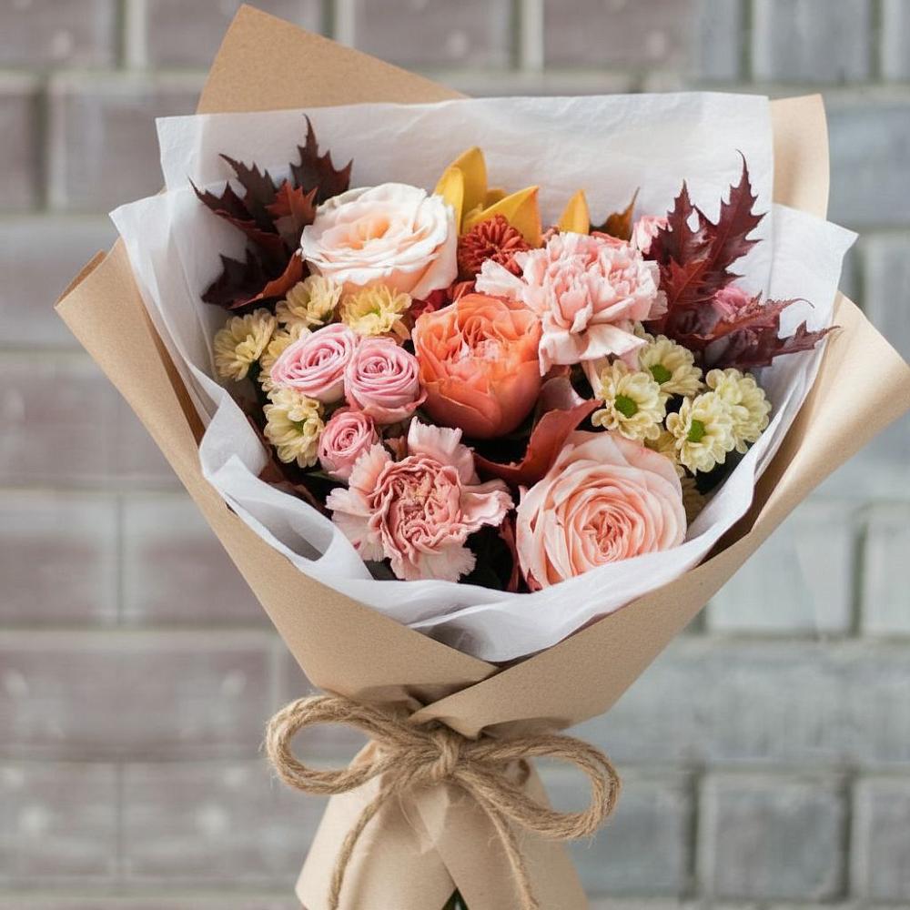 Букет цветов из: Гвоздики, Хризантемы и Розы в Нелидово