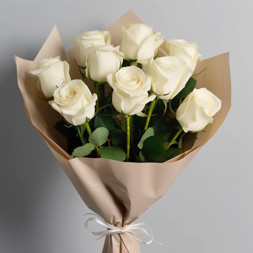 Букет 9 Белых роз Эдлесс Лав в Нелидово