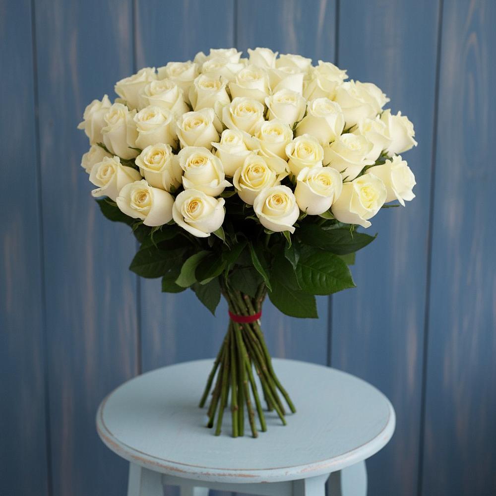 Букет 51 Белая роза Эдлесс Лав в Нелидово