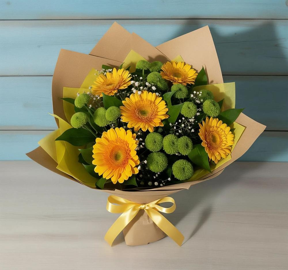 Букет цветов из: Герберы и Хризантемы в Нелидово