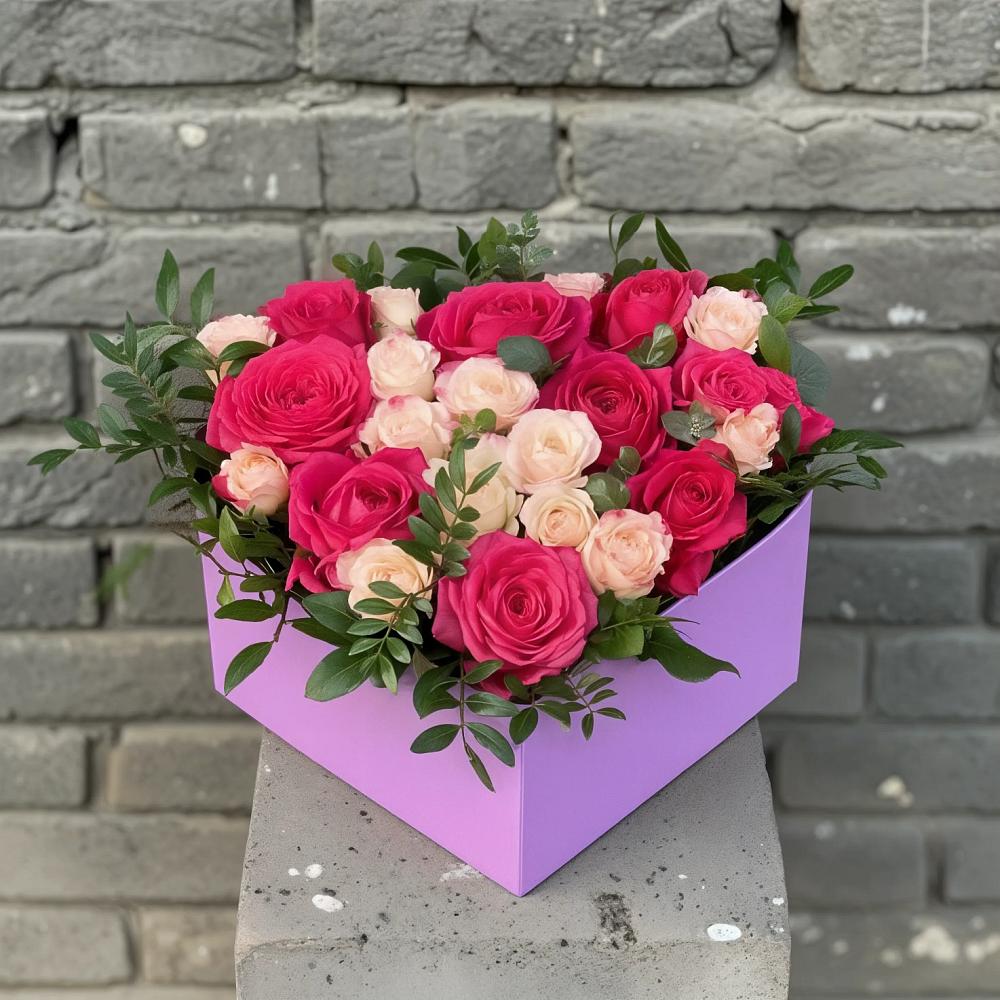 Цветочная композиция из Розы в коробке в Нелидово
