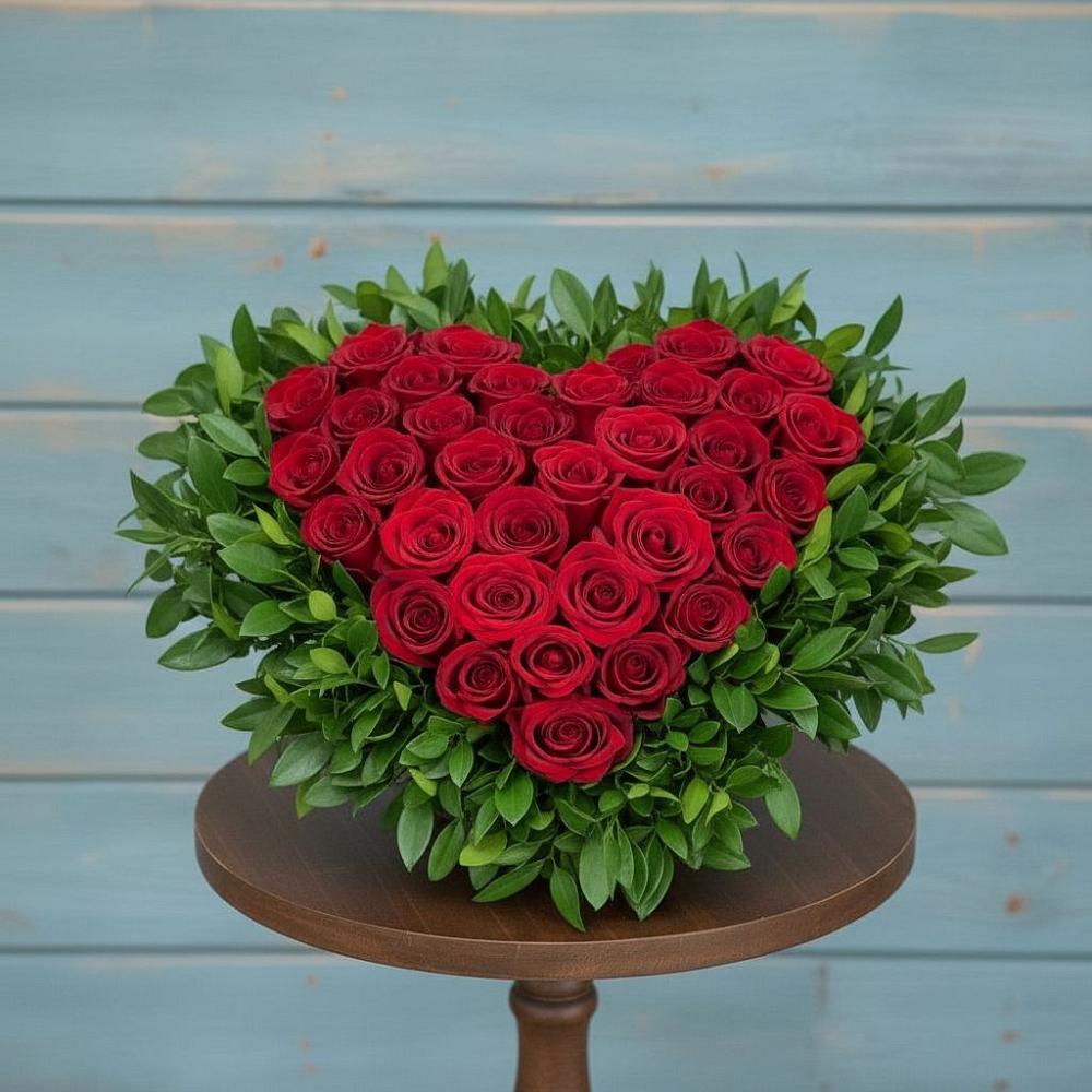 Цветочная композиция из Розы в виде сердца в Нелидово