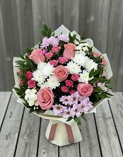 Букет цветов из:  Альстромерии, Гвоздики, Розы и Хризантемы #REPLACE_PRED# Нелидово