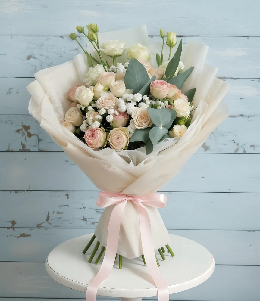 Букет цветов из: Розы и Лизиантусы в Нелидово