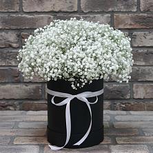Цветочная композиция из Гипсофила в шляпной коробке в Нелидово